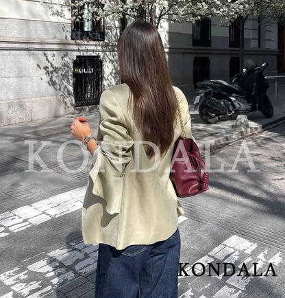 Women Chic Flared Sleeve Blazer Elegant Leisure Turtleneck Blazer 2026 Spring Summer Trendy Ladies High Street Blazer