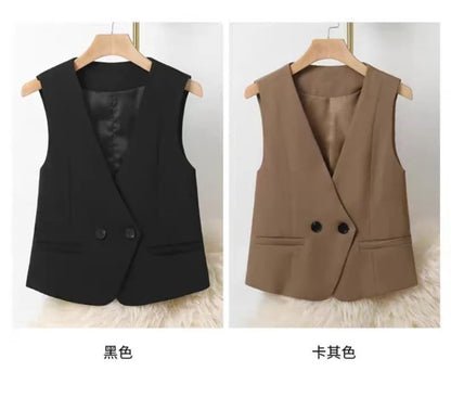 Women's Blazer Vest Coat 2026 Spring Autumn Sleeveless Ladies Vest Jacket Casual Tops Fashion Ladies Waistcoat Chaleco Mujer