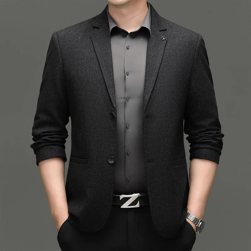 Men's Smart Casual Blazer Single Breasted Dark Pattern Coffee & Grey Spring Autumn