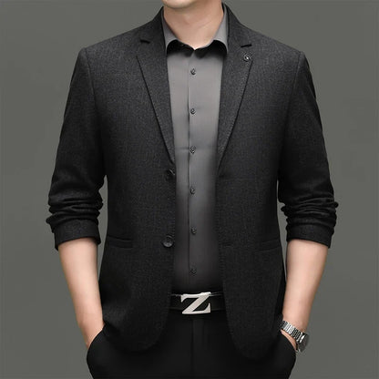 Men's Smart Casual Blazer Single Breasted Dark Pattern Coffee & Grey Spring Autumn