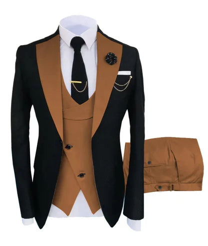 Slim Fit Men Wedding Suits Slim Fit Business Suits Groom Black Tuxedos for Formal Wedding Suits Jacket Pant Vest 3 Pieces