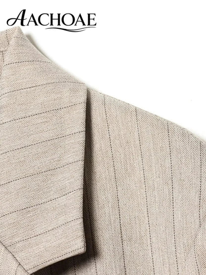 Women's Belted Stripe Blazer Jacket Structured Slim Suit Coat  Office Chic Long Sleeve Tailored Waist Belt Jacket Women