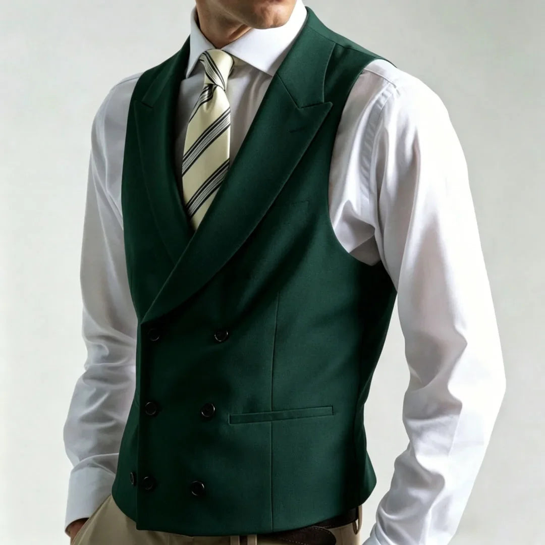 Men's Double Breasted Formal Vest – Tailored Waistcoat for Weddings & Business
