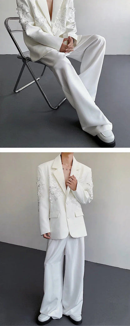 Trend Men's Formal Dress, Wedding Suit Jacket Sequined Embroidered Casual Suit Jacket Celebrity Stage Performance Costumes