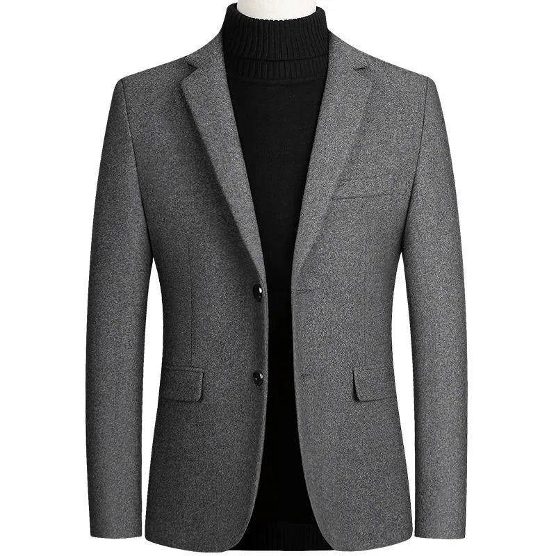 New Men's Wool Blazers Male Suit Jacket Oversized Solid Business Casual Winter Jacket Men Clothing Wedding Suit Coat 4XL