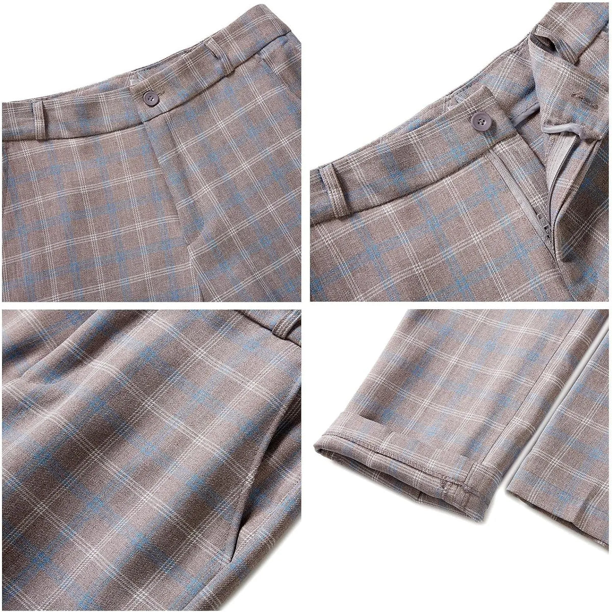 Plaid Women Suits Office Sets 2023 Vintage Long Sleeve Single Button Silm Blazers Chic High Waist Casual Pants Suits