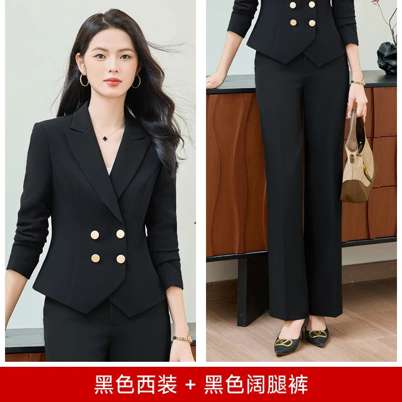 Fashionable professional women's clothing, high-quality two-piece pants + blazer, elegant temperament, beautiful charming