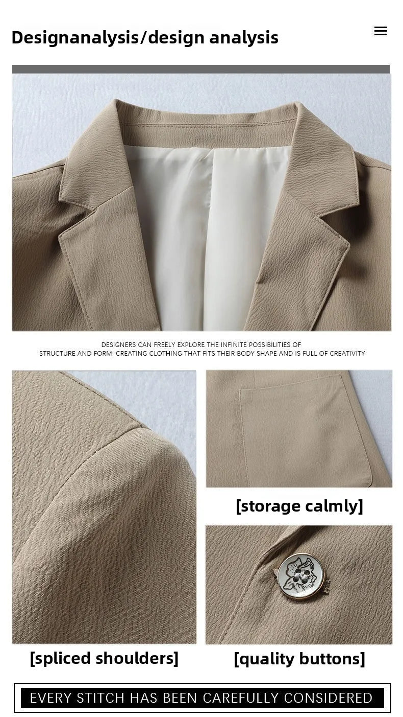 Blazer Men's Fashion Business Outdoor Travel Youth Campus Wedding Versatile Host Shaping Casual Korean Style Thin Style Blazer