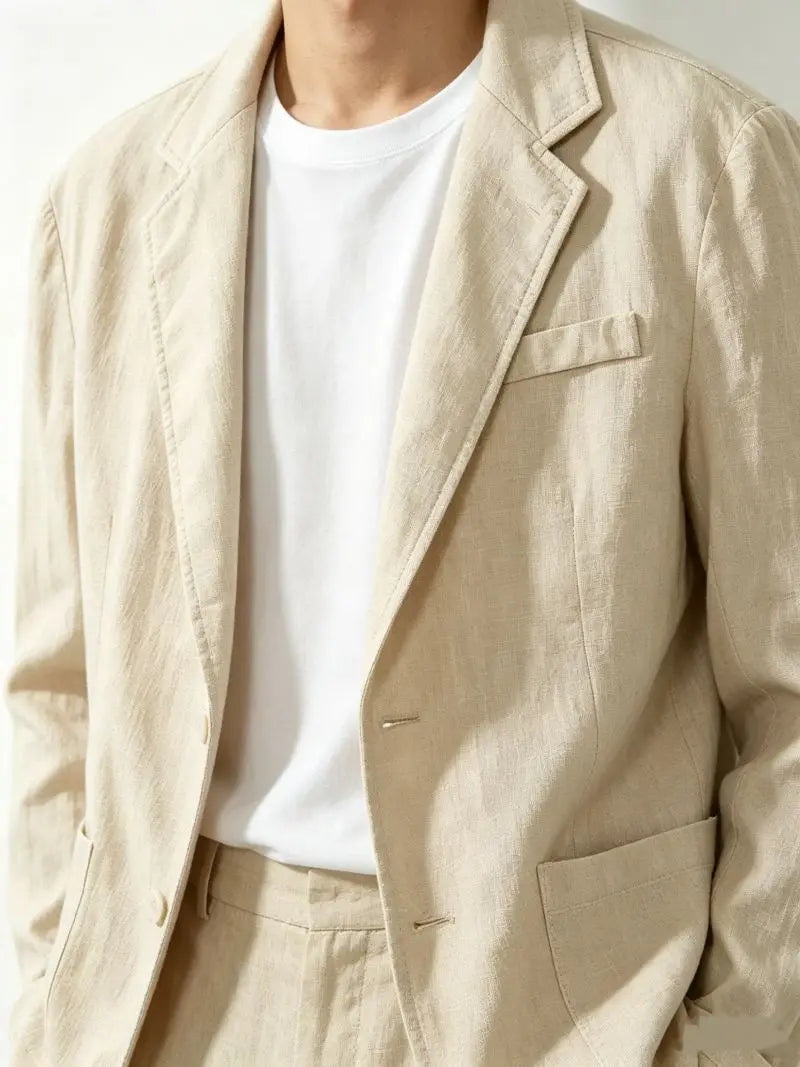 Pure Cotton Blazer Outdoor Men's Traveling Breathable, Non-stretch, Moisture-wicking, Sweat-absorbing, Fitted and Casual Blazer
