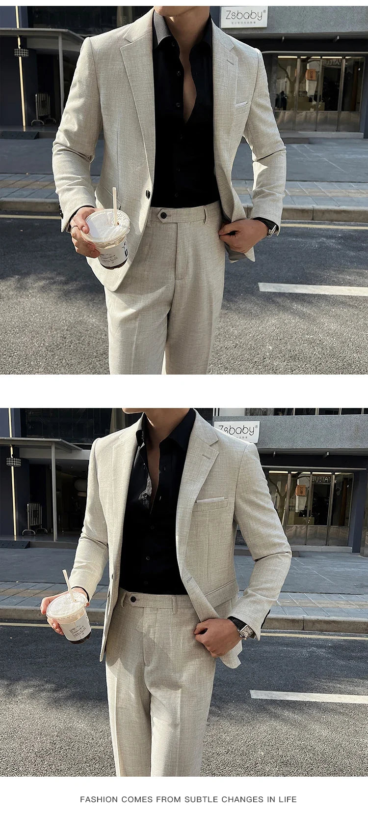 (Jacket +Pants) 2025 New Luxury Elegant Men's Suits 2 Piece Set Fashion Korean Casual Slim Fit Social Groom Wedding Tuxedo