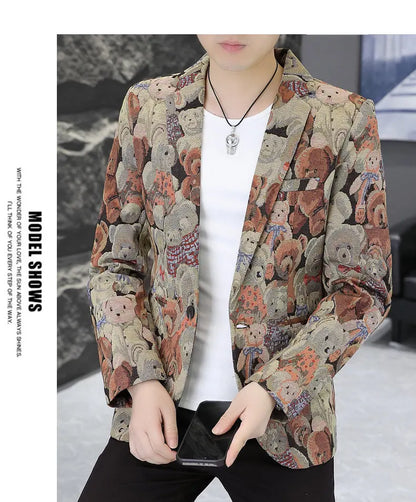 Blazer Men's fashion outdoor travel gentleman wedding Slimming Business versatile Trendy Casual Korean-style formal wear Blazer