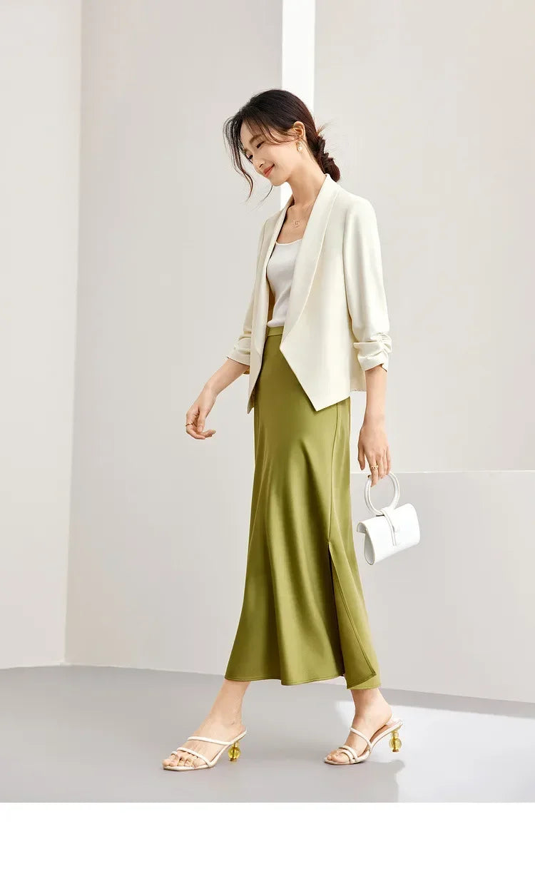Office Ladies Cropped Blazer Jackets 2026 Autumn Night Quarter Sleeve Elegant Outerwear Female Casual Jacket 141X53313