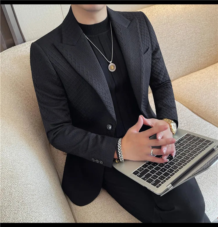 Autumn Winter Single Breasted Wedding Suit Jacket for Men Business Casual Slim Fit Blazers Banquet Party Social Suit Jackets