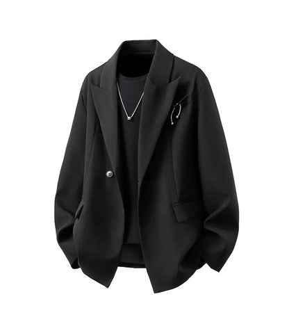 Japanese Uniform Luxury Man Clothing Yamamoto Style Blazer Cool Loose Streetwear Veste Costumes Homme Noir Mens Suits Jacket