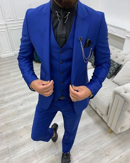 Slim Fit Men's Suits Costume Homme Wedding Tuxedo Prom Terno Masculino Blazer Groom Wear 3 Pieces Jacket+Pant+Vest