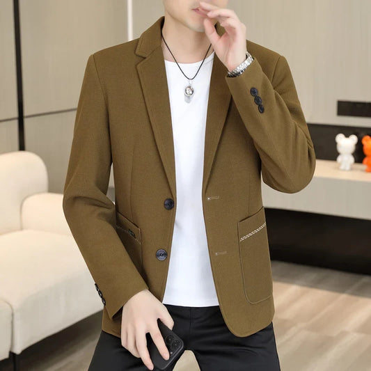Men's Smart Casual Blazer Single Breasted Jacket for Spring and Autumn