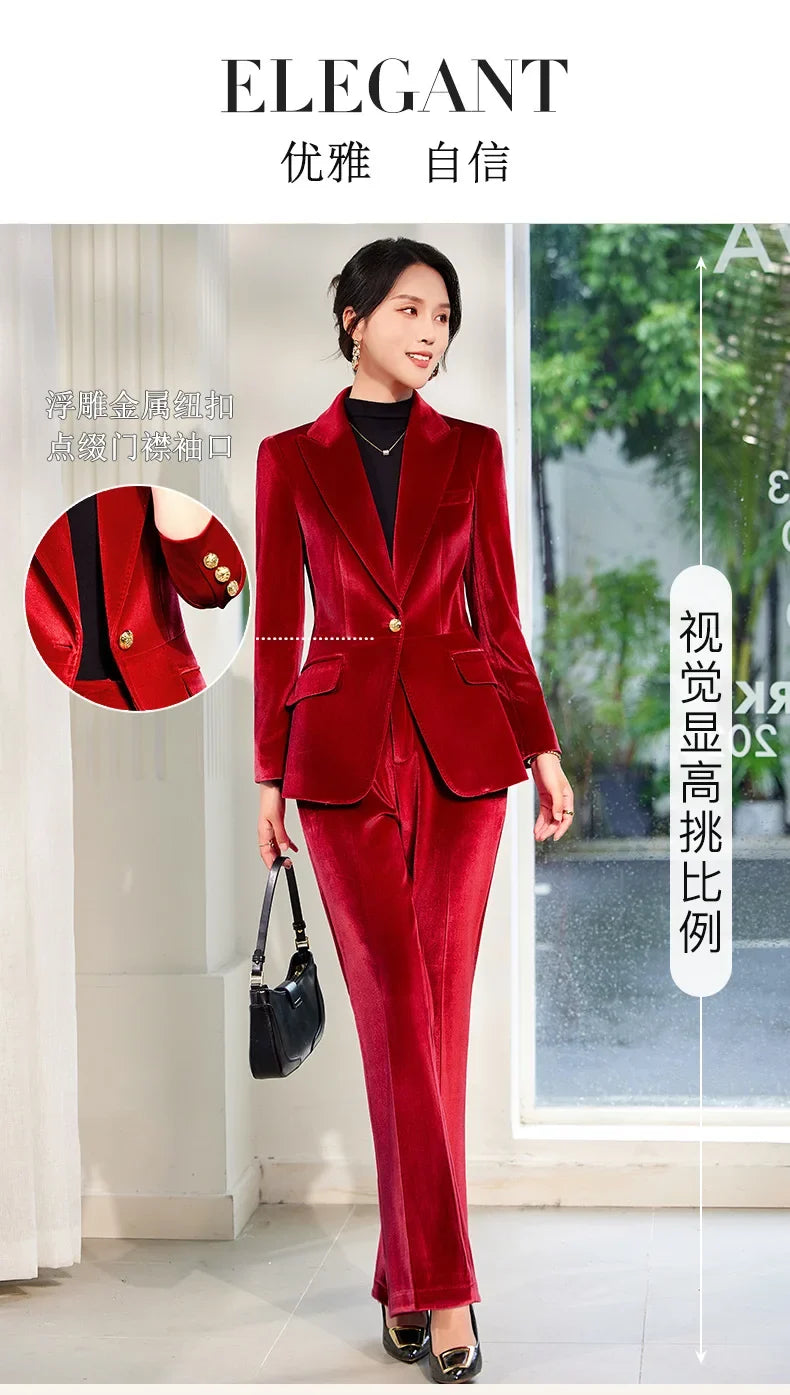 High-end Velvet Suit for Women2024Autumn Winter New High-end Professional Fashionable Elegant Capable Suit