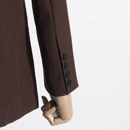 Spring Autumn New Women Blazer Solid Color Single Breasted Notched Collar Fashion Elegant Coat High-end Chic Jacket HK18269