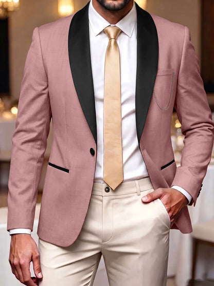 Men's Casual Business Suit Formal Gentleman Wedding Groom Best Man Tuxedo Slim Fit Blazer Jacket Fashion Party Office Wear