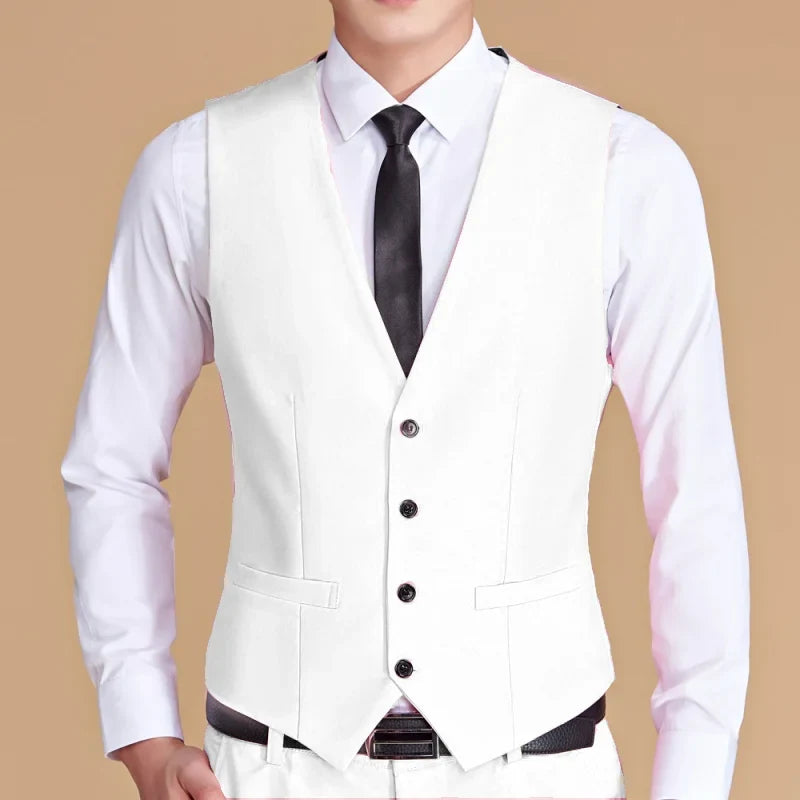 Men's Formal Vest Single Button Slim Fit Waistcoat for Business & Weddings