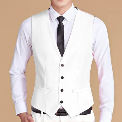 Men's Formal Vest Single Button Slim Fit Waistcoat for Business & Weddings