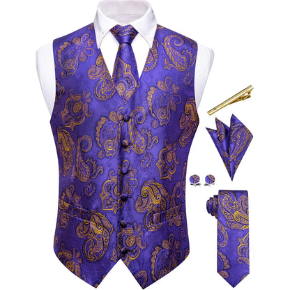 Men's Vest and Tie Set – Paisley Floral Waistcoat with Necktie for Weddings and Business Occasions