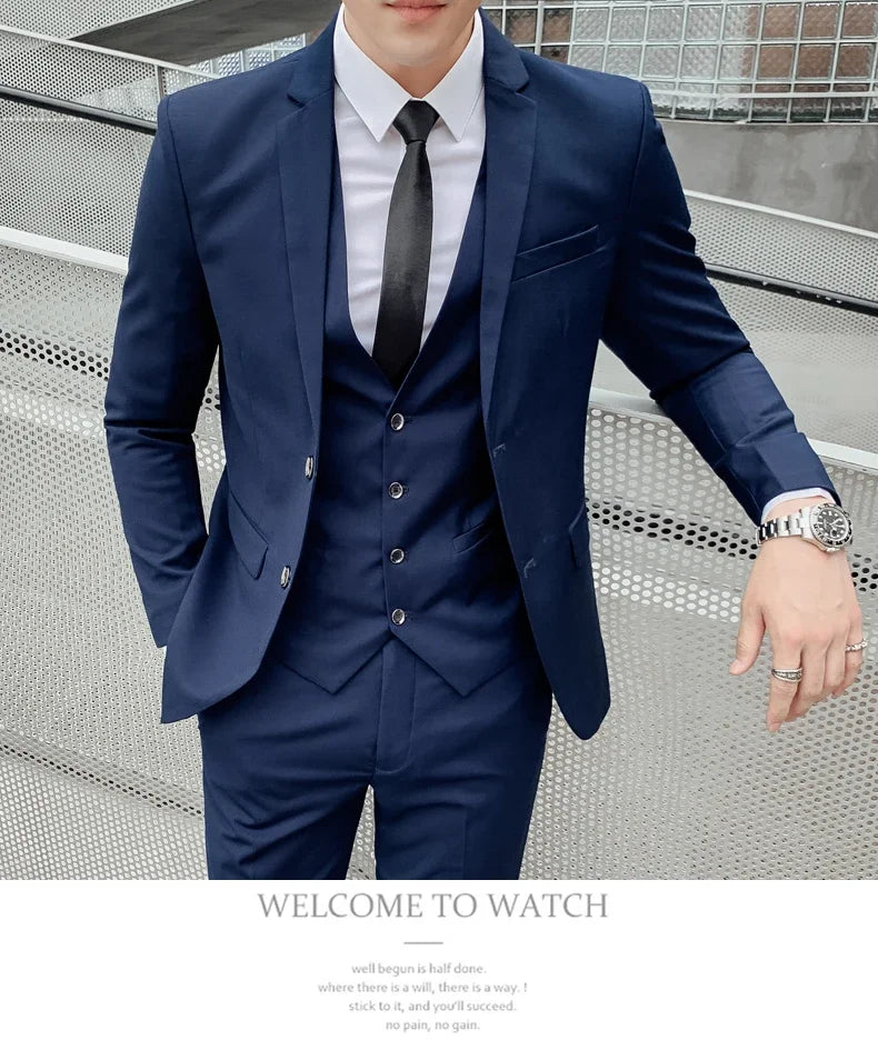 Men's Slim Fit Business Suit – Smart Casual Single Breasted Formal Suit for Work, Wedding & Special Occasions