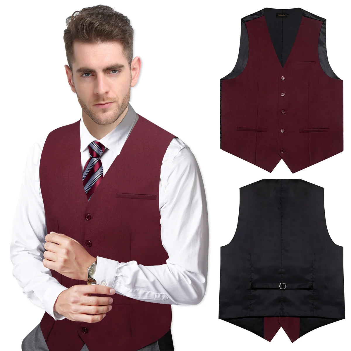 Men's Suit Vest – Solid Formal Waistcoat for Wedding, Party & Business Wear