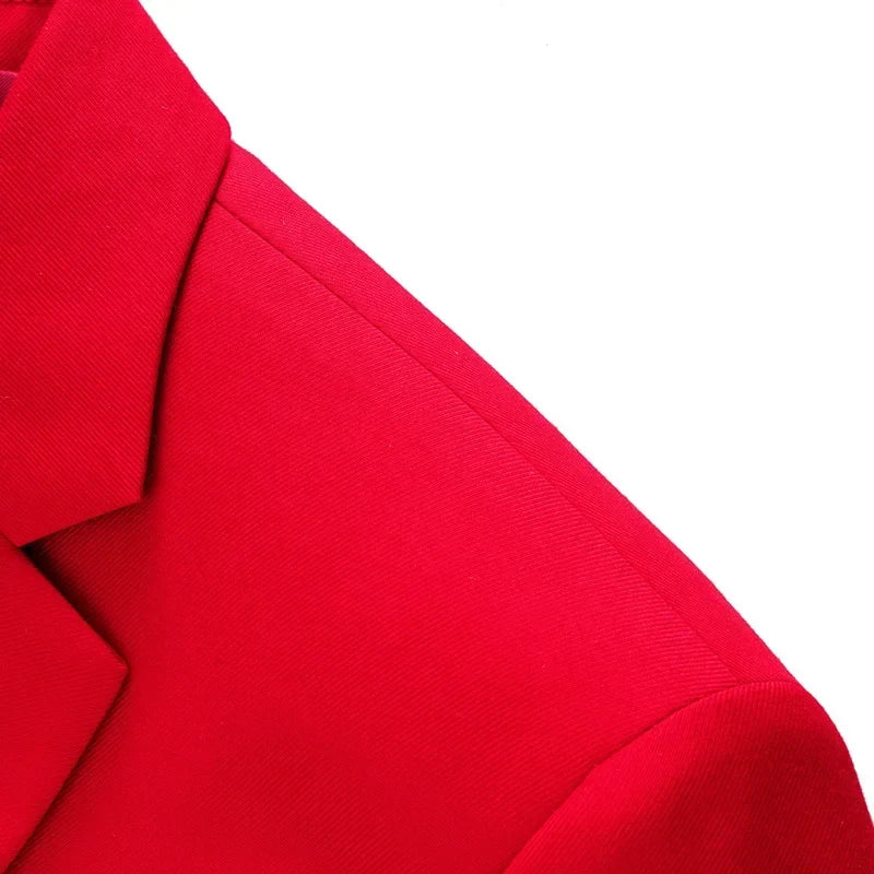 2 Pieces Fashion New Men's Business Double Breasted Solid Color Suit Coat Male Slim Fit Wedding Blazers Jacket Pants Trousers