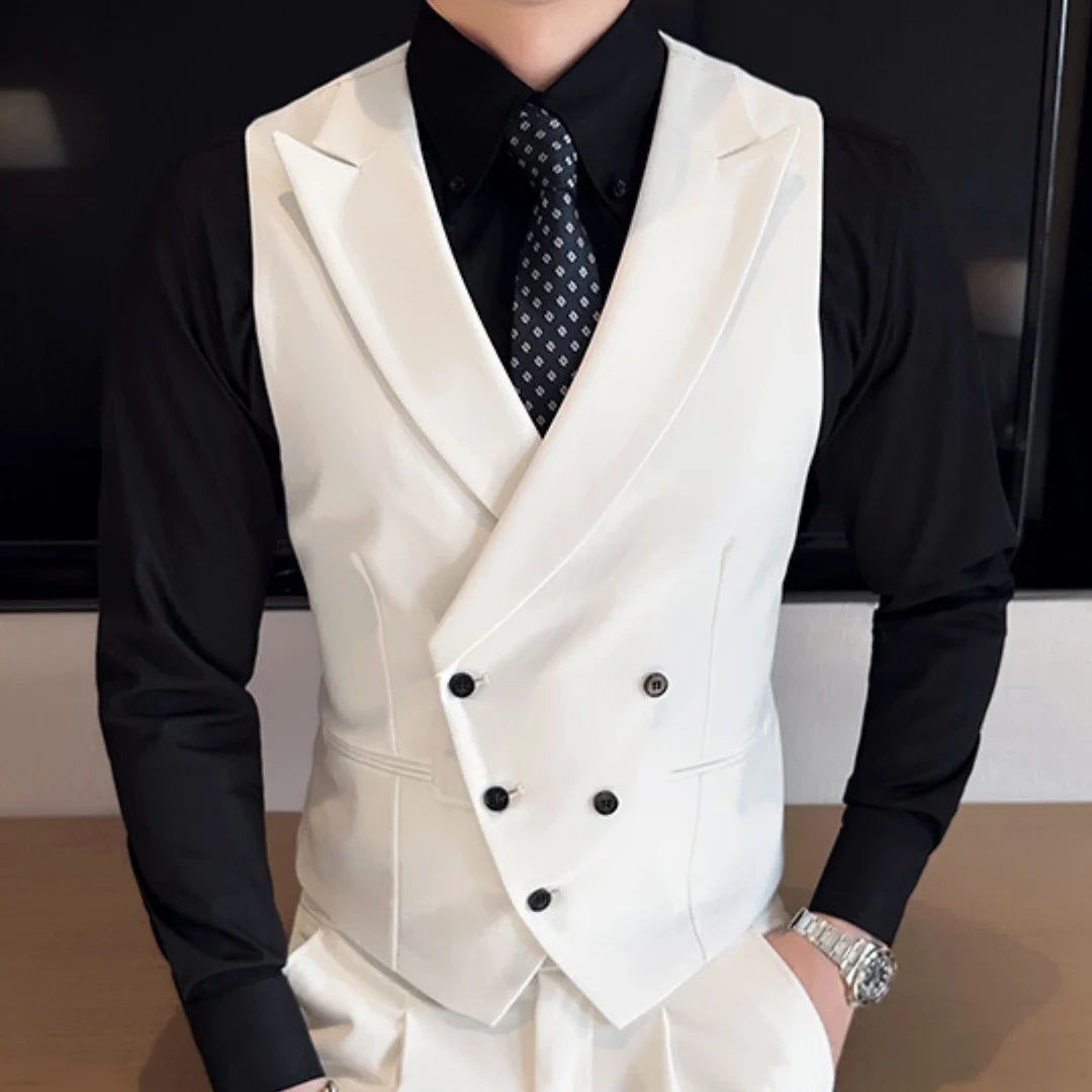 Men's Formal Vest Double Breasted Lapel Waistcoat for Weddings & Business