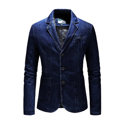 High Quality Men's Denim Blazers Male Coat Oversized Spring Autumn Fashion Casual Suit Jacket Men Clothing Outerwear 4xl AGZ01