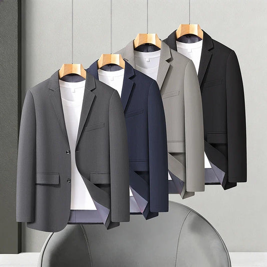 High-Quality Men's Fashionable Casual Versatile Business Suit Jacket Elastic Style Spring Autumn Trendy Outerwear