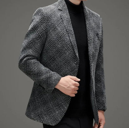 Men's Autumn Winter Thickened Business Casual Blazer Jacket Middle Aged Warm Outerwear