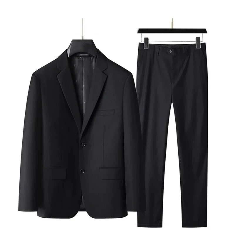 Men's 2-Piece Suit Notch Lapel Single Breasted Blazer with Flap Pockets for Business, Wedding & Formal Occasions