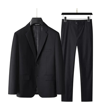 Men's 2-Piece Suit Notch Lapel Single Breasted Blazer with Flap Pockets for Business, Wedding & Formal Occasions
