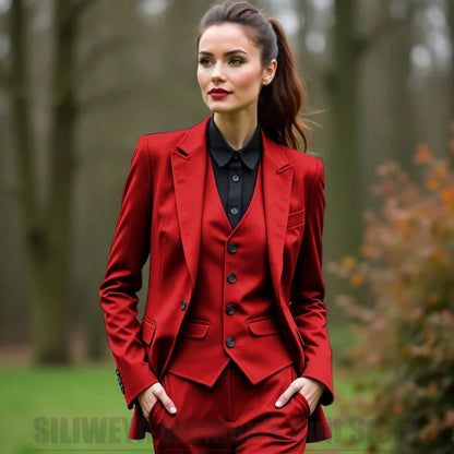 Women 3 Piece Suit Set Blazer Vest Pants Slim Fit Office Business Party Formal Attire Customizable Size for Ladies