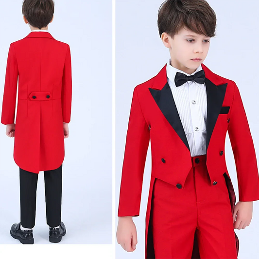Boys Suits 2 Piece Chic Peak Lapel Double Breasted Children's Clothing High Quality Formal Party Customized Kids Clothes