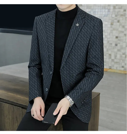 M-8XL Blazer Men's Business Gentleman Korean Wedding Fashion Trend, Slim Fit, Versatile, High-end Casual, Woolen Blazer