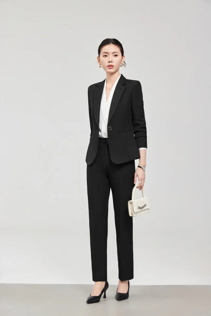 2025 new autumn and winter womens professional business formal fit two-piece suit jacket + pants. Elegant and stylish