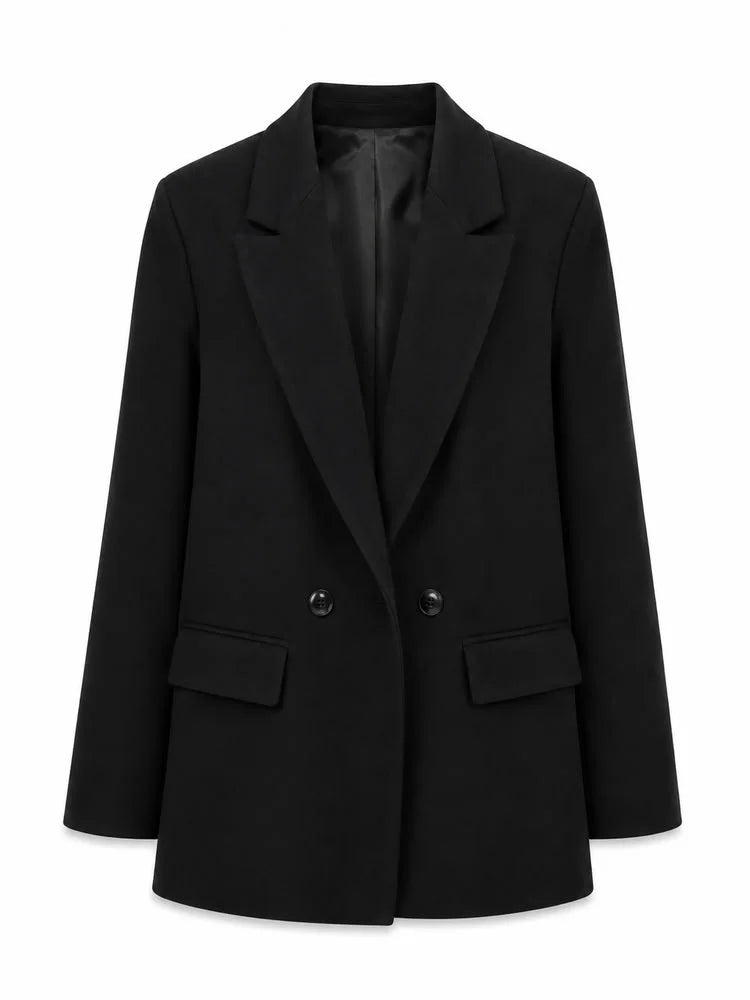 Women Double Breasted Blazer Elegant Office Lady Suit Jacket Oversized Casual Long Sleeve Blazer Spring Autumn Outerwear