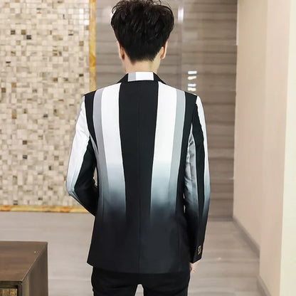 Blazer Men's Fashion Business Gentleman Slim-fit Stripes British Style Outdoor Performance Trend Wedding Banquet Casual Blazer