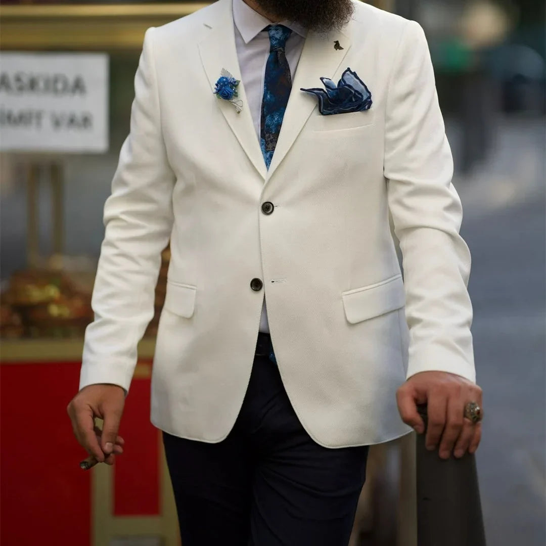 Ivory Formal Men's Suits Notch Lapel Slim Blazer Sets For Wedding Party Bridegroom Wear Custom Fashion 2 Pieces Costume Homme