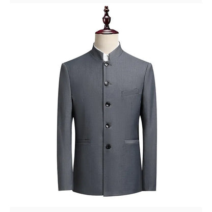 Blazer Men Fashion Gentleman Business Slimming Outdoor Zhongshan Suit Trendy Banquet Host Casual Wedding Stand-up Collar Blazer