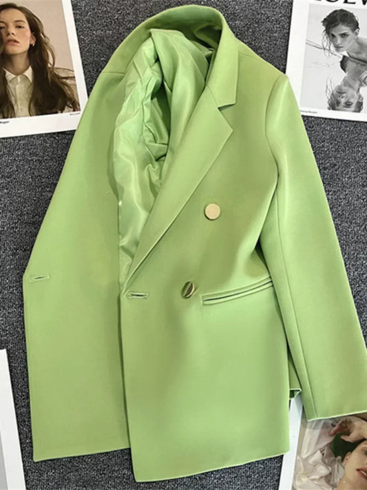 Women Coat New Spring Autumn Elegant Leisure Solid Long Sleeved office Blazers Korean Fashion Luxury Loose Fit Women's Clothing