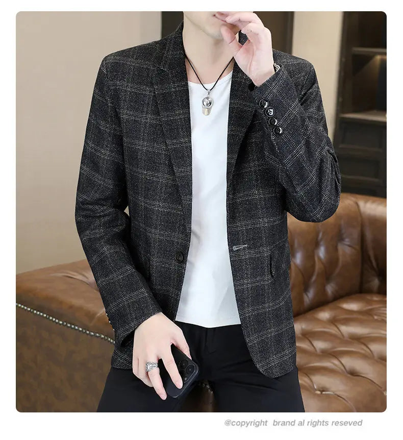 Blazer Men's Fashion Business Gentleman Groom Professional Gentleman Form-fitting Versatile Casual Formal Wear High-end Blazer