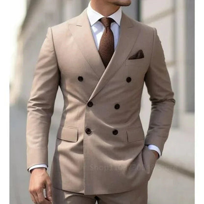 Men's 2-Piece Suit Double Breasted Peak Lapel for Wedding and Formal Occasions