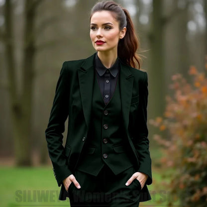 Women 3 Piece Suit Set Blazer Vest Pants Slim Fit Office Business Party Formal Attire Customizable Size for Ladies