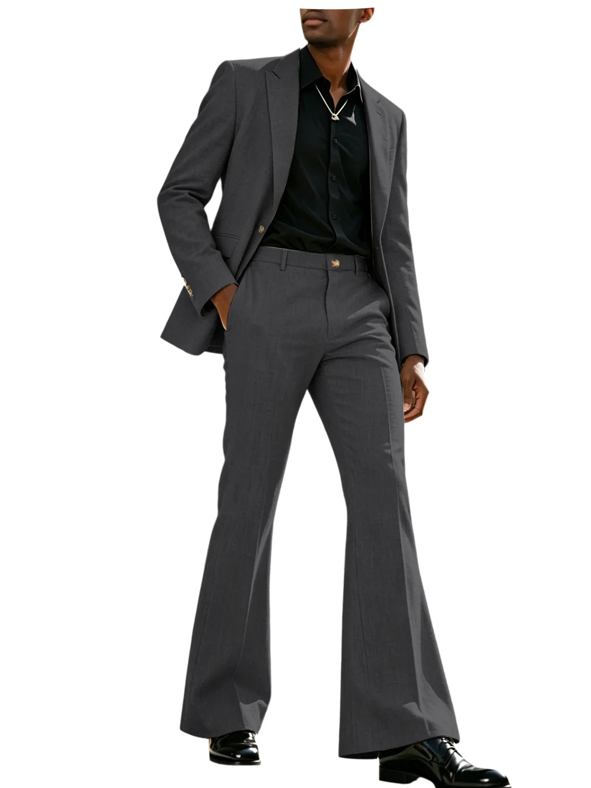 Men's 2-Piece Retro Flare Suit – Slim Fit Bell Bottom Blazer & Wide Leg Pants for Formal Occasions