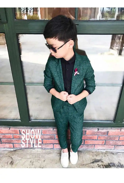 Kids Wedding Ceremony Slim Suit Children Formal Blazers Pants 2Pcs Photography Clothes Good Quality Baby Boys Handsome Suit