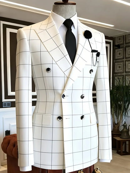 Men's Minimalist Casual Blazer Slim Fit Double Breasted High Quality Fashion Business Work Groom Wedding Party Man Jacket Coat